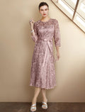 Mother of the Bride Dress Elegant Charmeuse Sleeve with Bow(s) Appliques