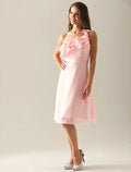 Bridesmaid Dress One Shoulder Sleeveless Elegant Knee Length with Side Draping