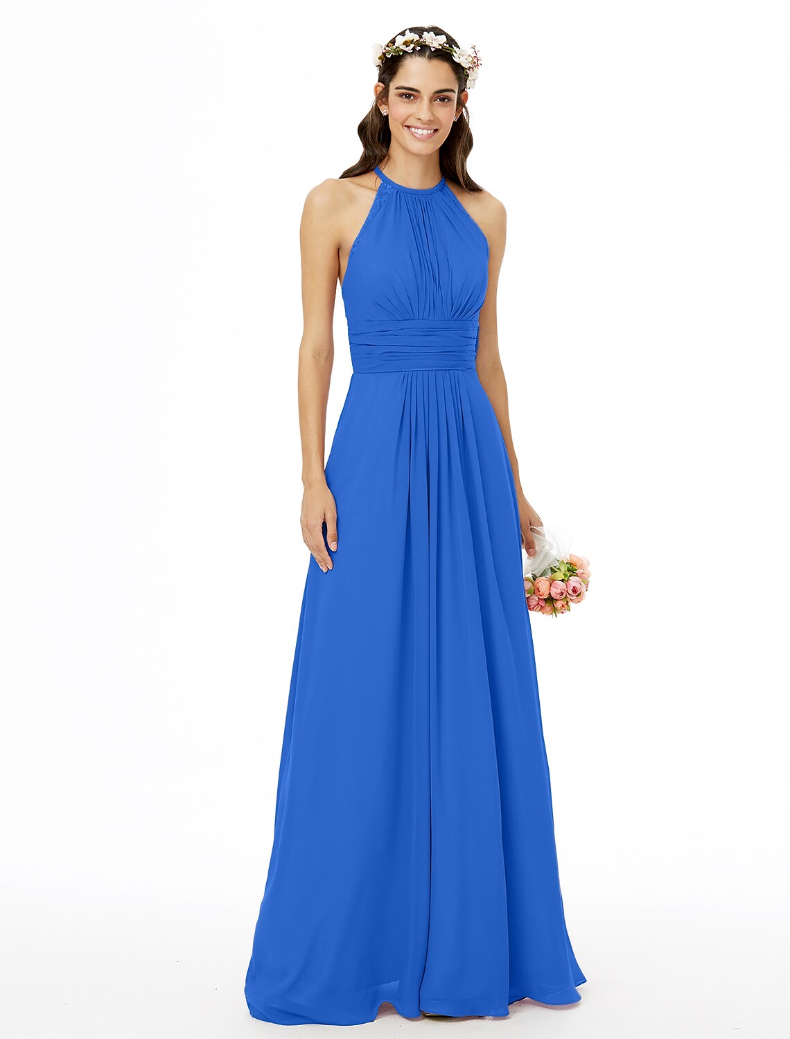 Bridesmaid Dress Sleeveless Beautiful Floor Length with Sash Pleats