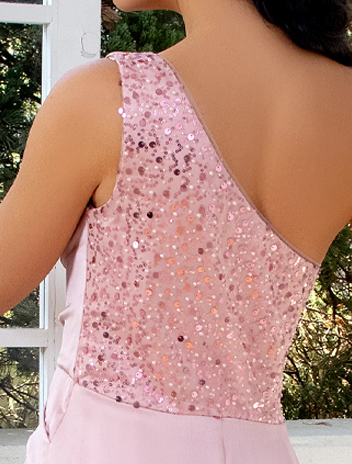 Sheath / Column Evening Gown Sexy Dress Wedding Party Court Train Sleeveless One Shoulder with Pearls Slit