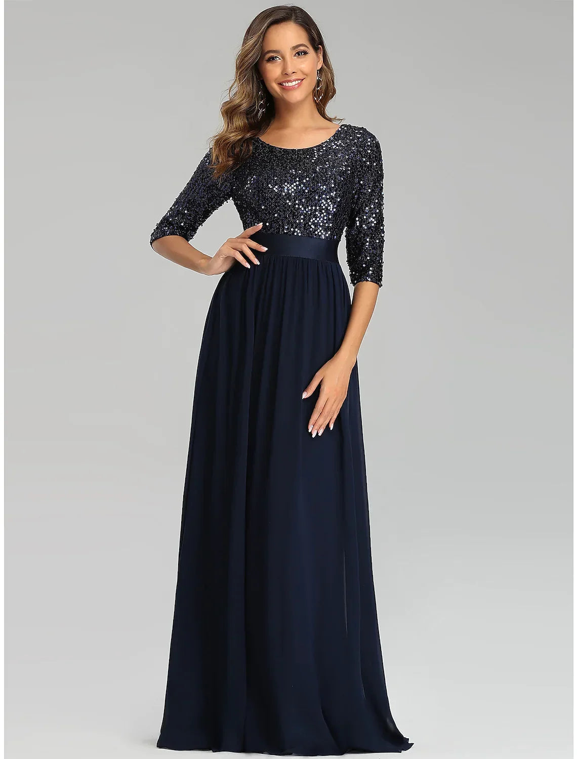 Wedding Guest Formal Evening Dress Length Sleeve Floor Length