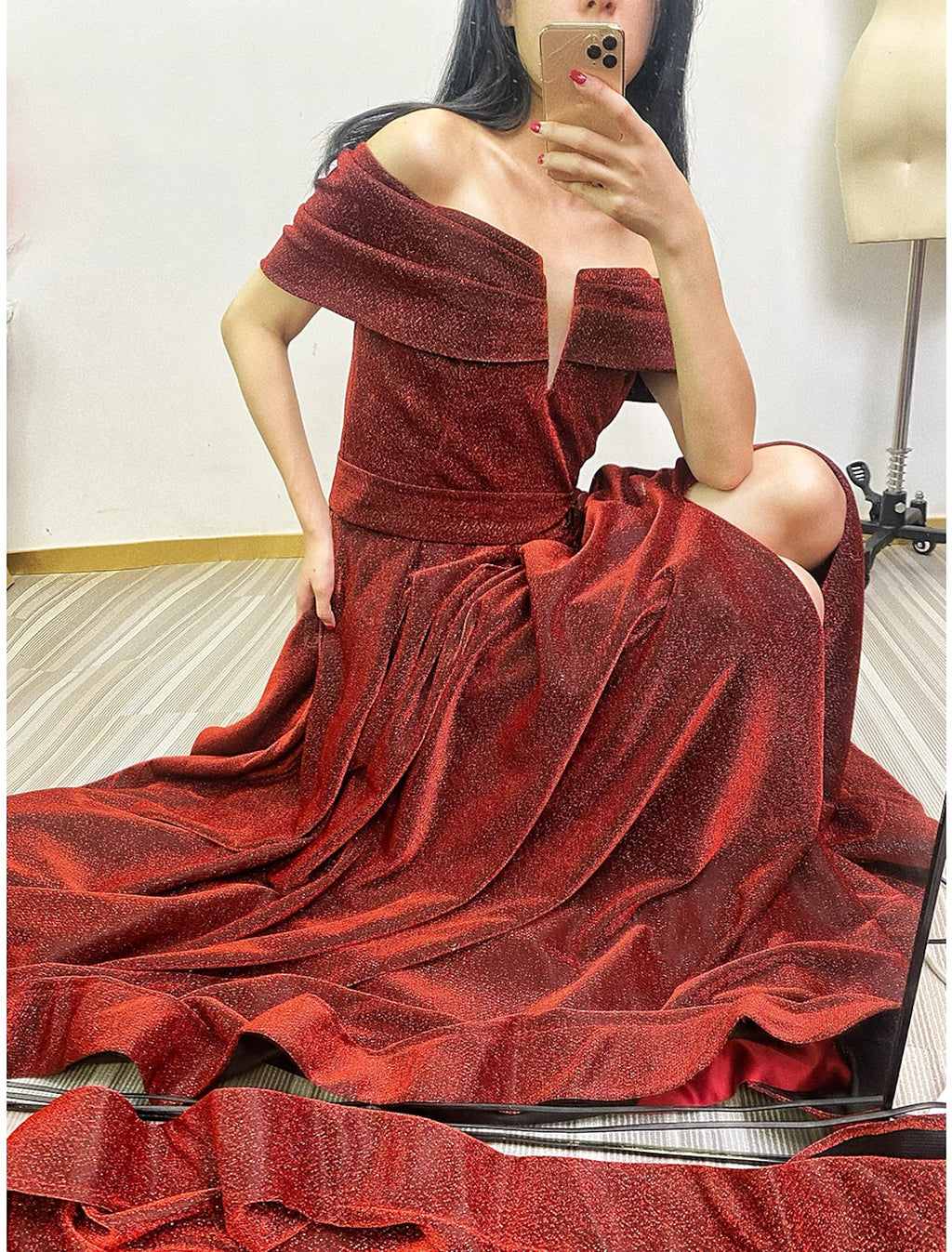 Silver Evening Gown Prom Silver Green Sparkle & Shine Party Formal Dress Formal Fall Court Train Sleeveless Off Shoulder Slit