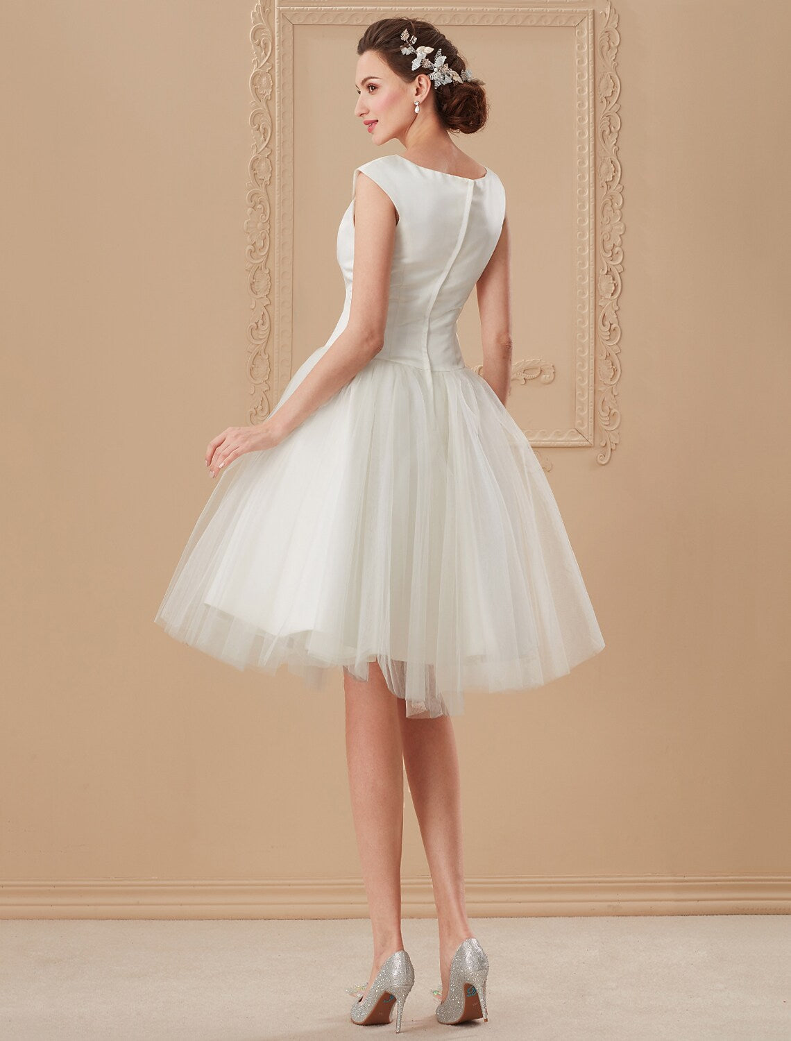 White Beach Little Dresses Wedding Dresses Knee Length A-Line With Draping