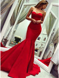 Sexy Wedding Guest Formal Evening Dress Strapless Sleeveless Fabric with Pleats