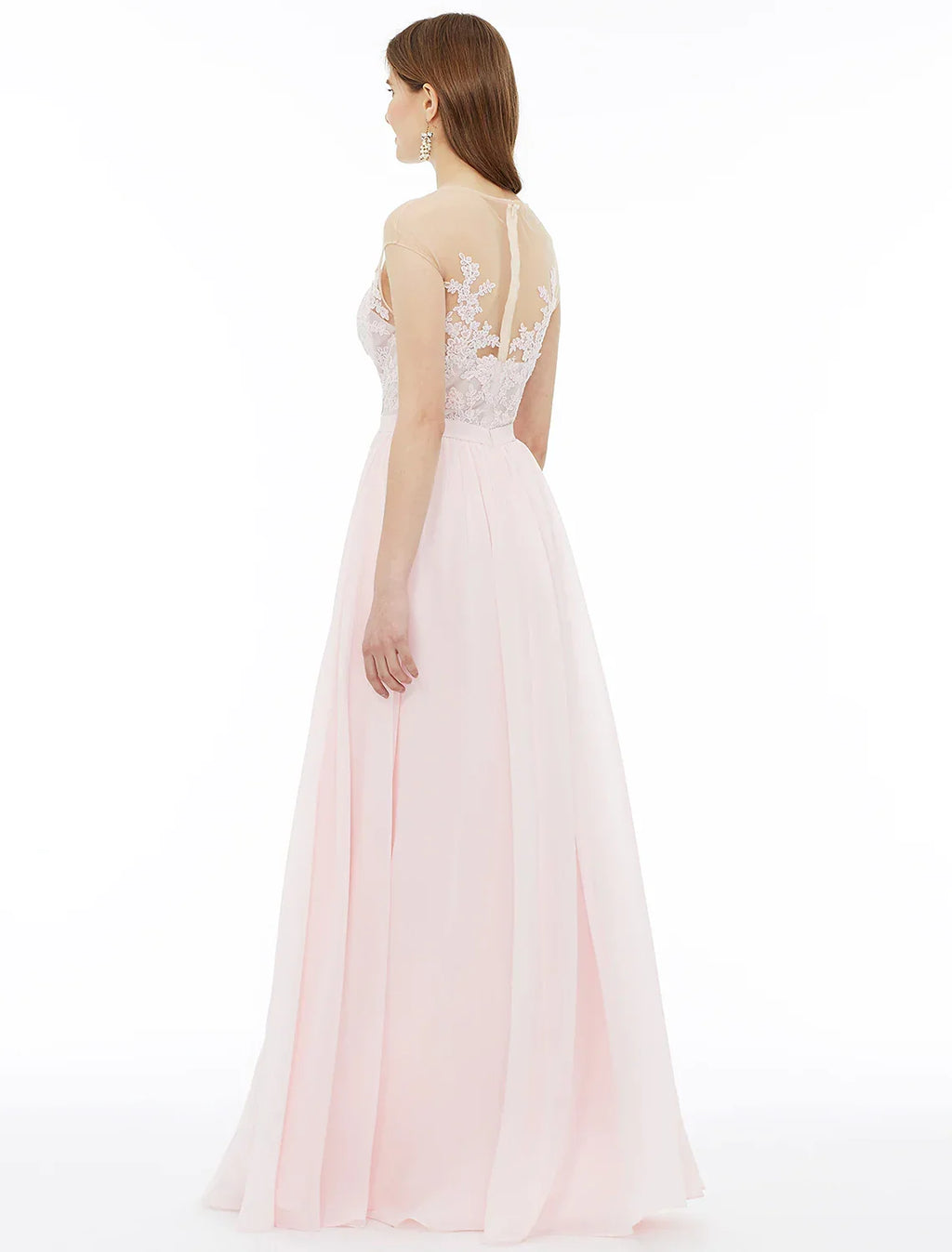 Bridesmaid Dress Sleeveless Floor Length Floral Sash Ribbon Appliques