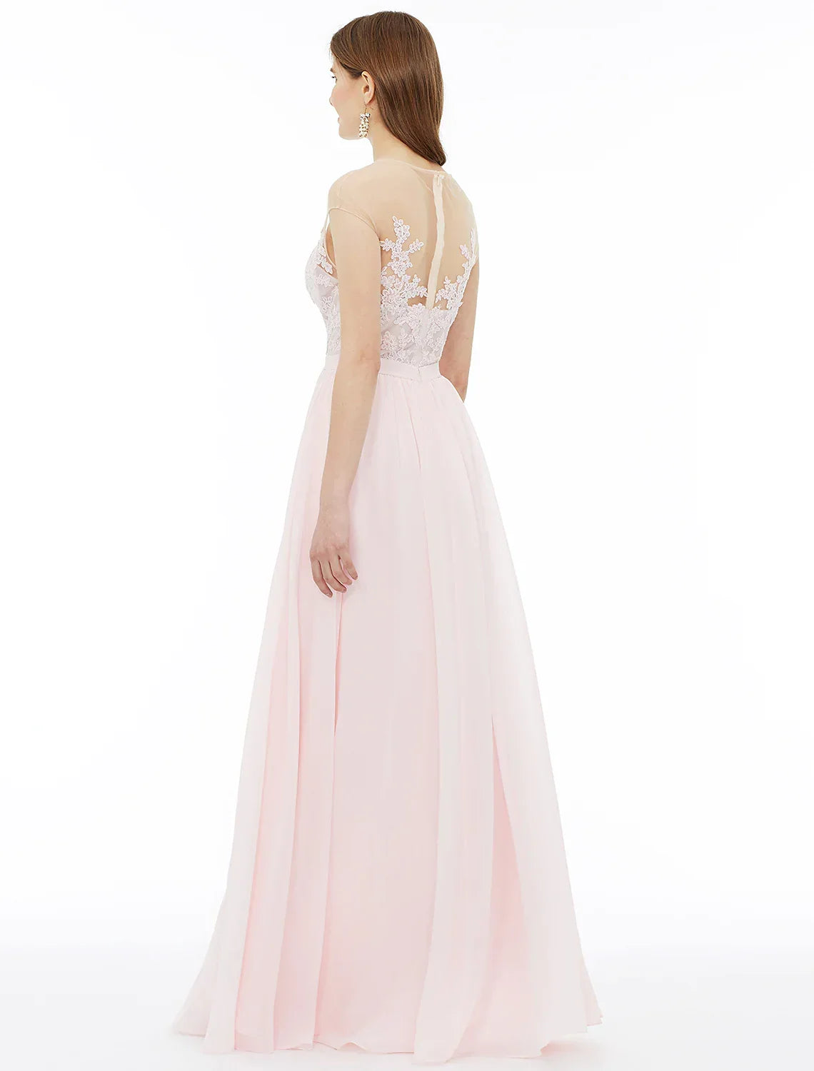 Bridesmaid Dress Sleeveless Floor Length Floral Sash Ribbon Appliques