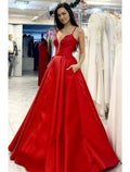 Minimalist Dress Formal Floor Length Sleeveless V Neck Pocket with Pleats