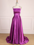 Minimalist Dress Party Wear Sweep / Brush Train Sleeveless Spaghetti Strap with Pleats Slit