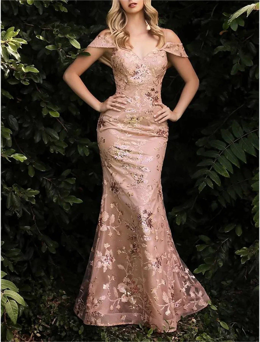 Mermaid / Trumpet Prom Dresses Party Dress Carnival Prom Court Train Sleeveless Off Shoulder with Glitter Slit