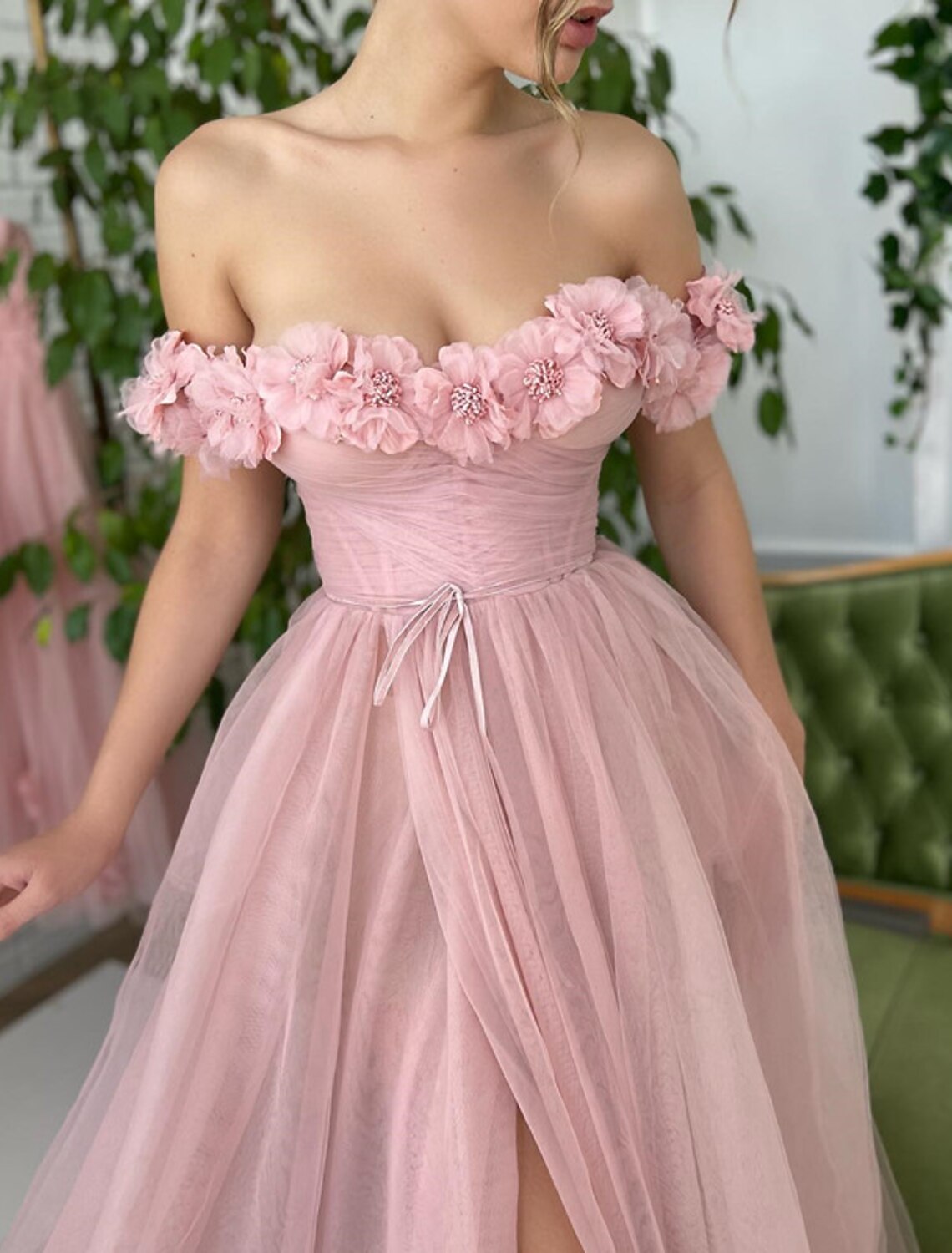Corsets Dress Wedding Guest Birthday Sweep / Brush Train Short Sleeve Off Shoulder with Slit Appliques