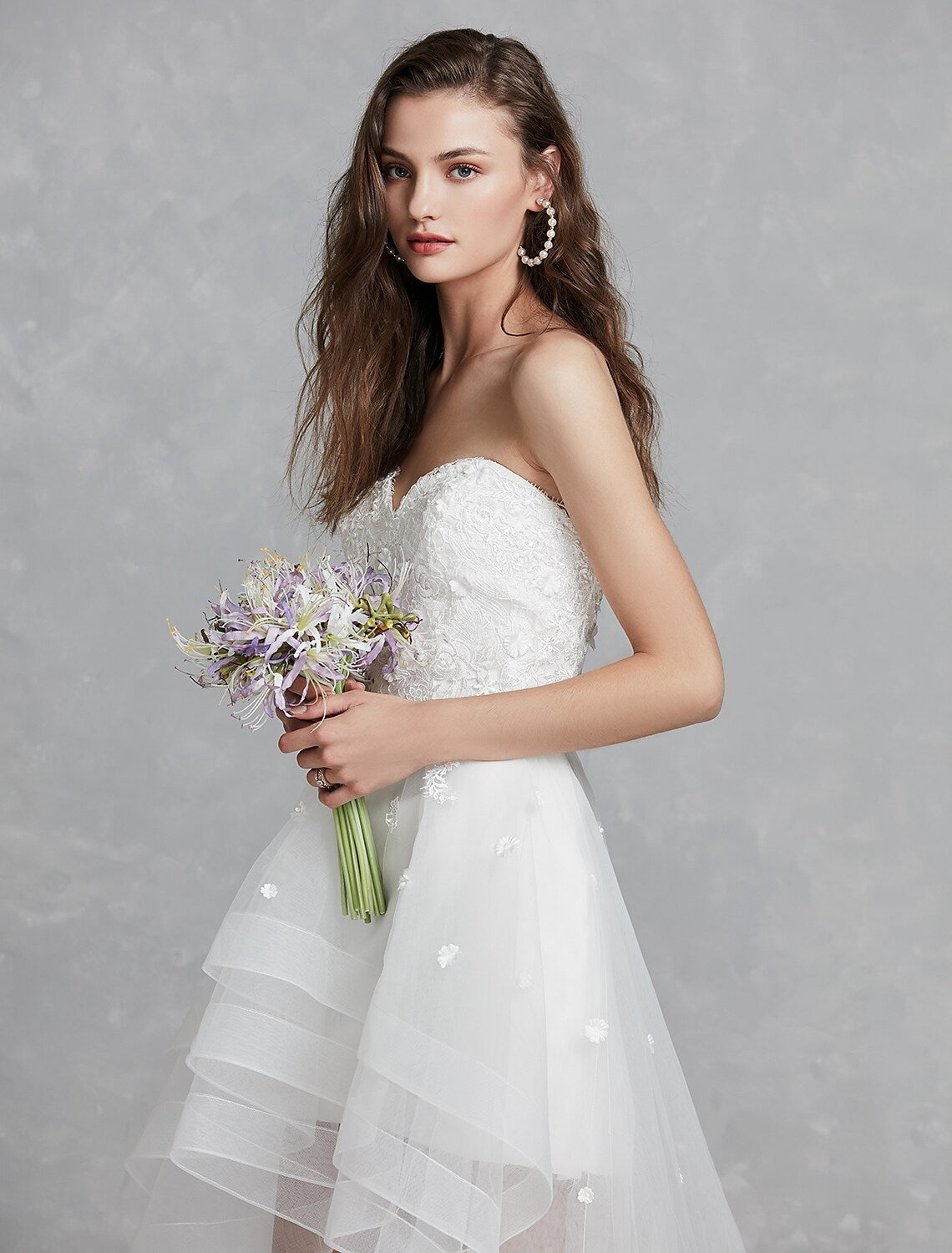 White Open Back Little Dresses Asymmetrical A-Line Strapless With Appliques