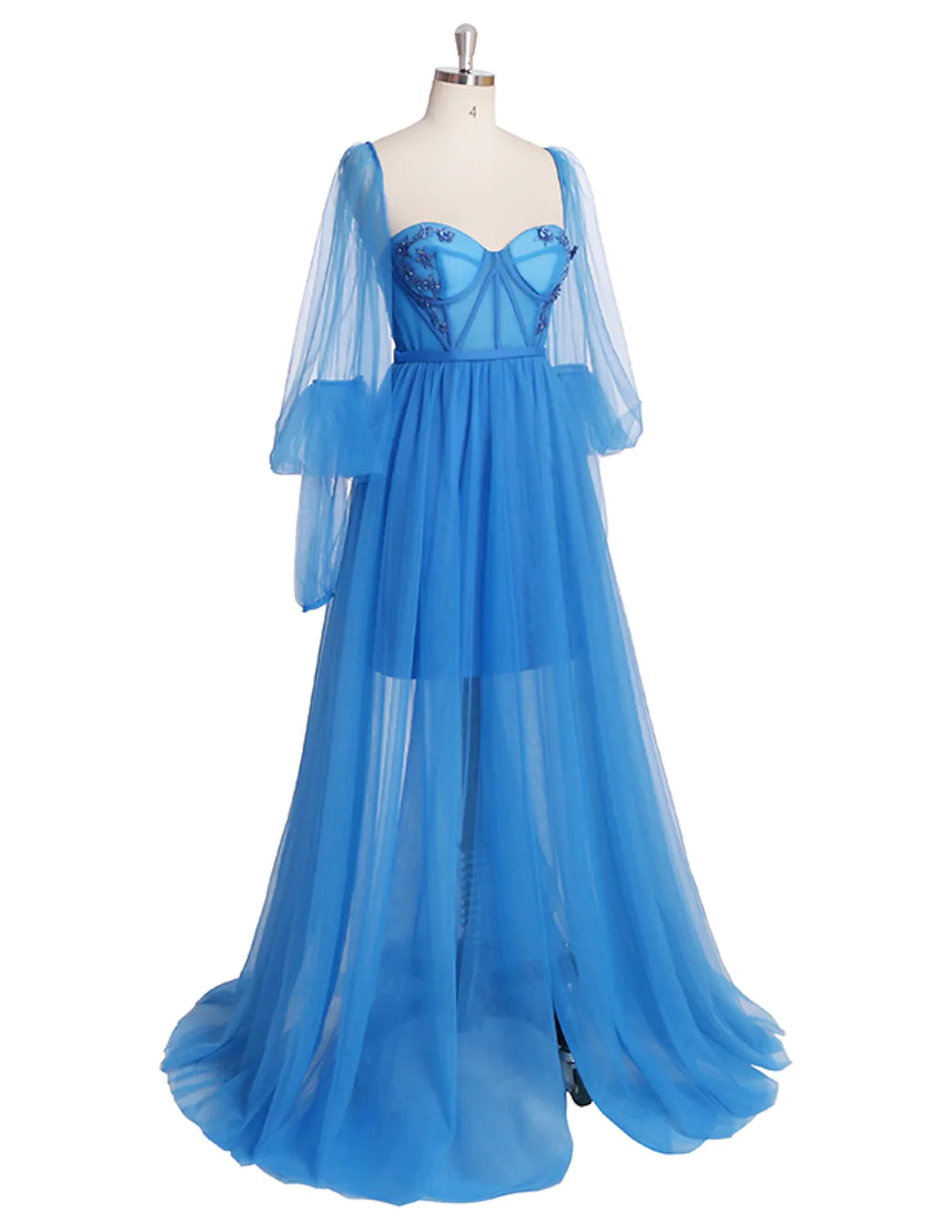 Corsets Luxurious Elegant Engagement Formal Evening Birthday Dress Long Sleeve with Pleats
