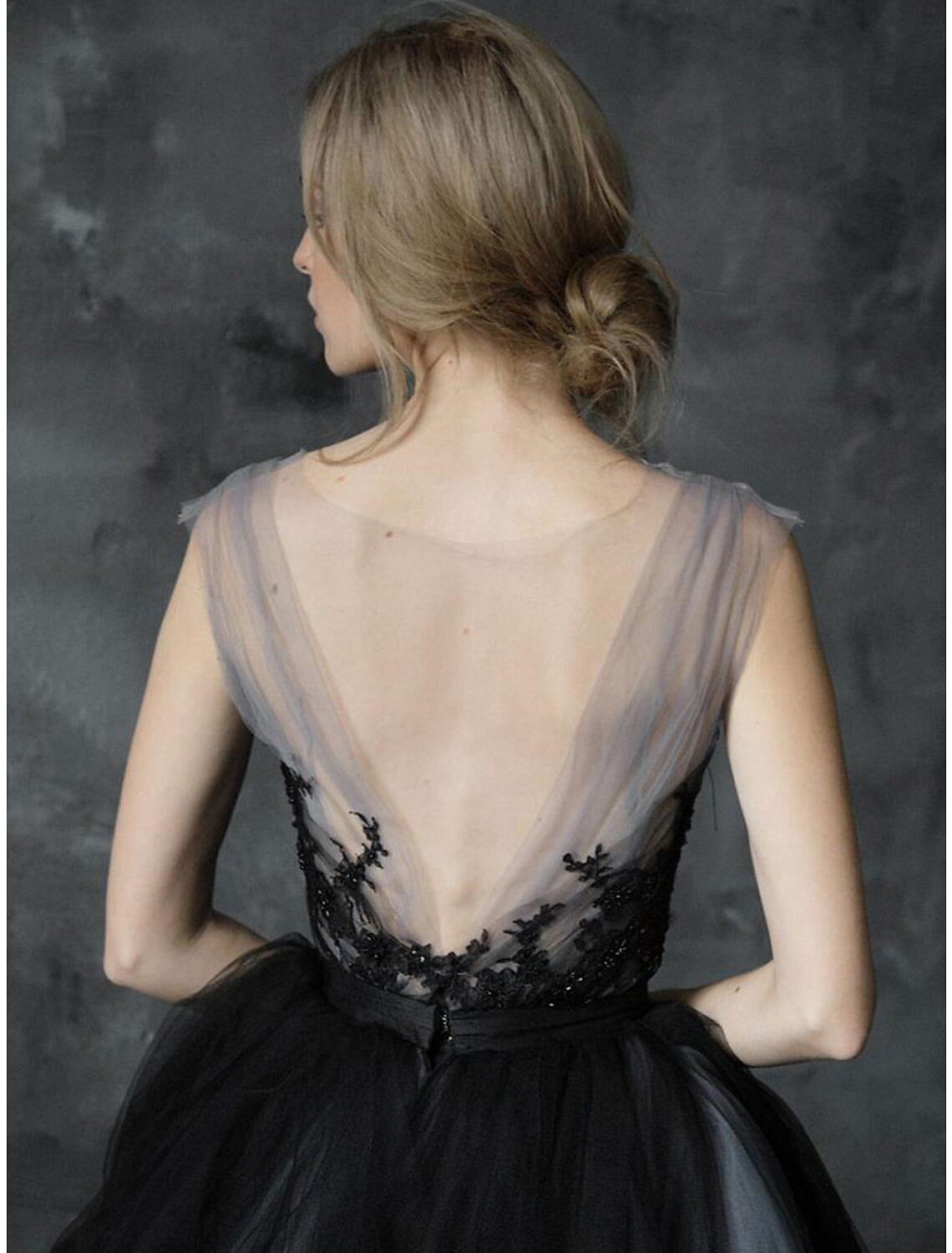 Black Ball Gown Wedding Dress Gothic Quinceanera Dresses Color Block Dress Sweep / Brush Train Sleeveless V Neck V Back with Pleats Appliques