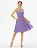 Bridesmaid Dress Straps Sleeveless Open Back Knee Length Sash Ribbon Bow(s)