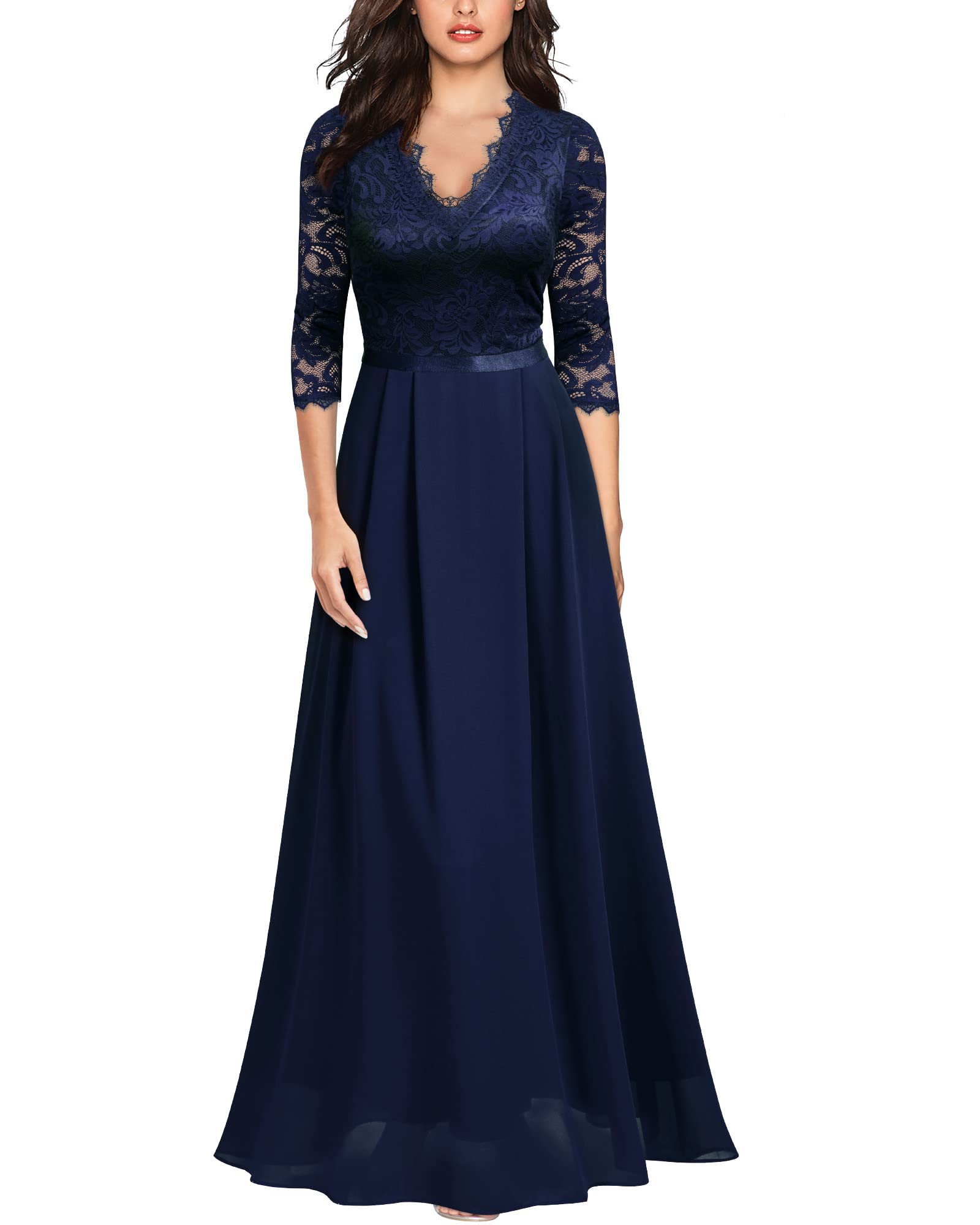 Mother of the Bride or Groom Dresses Floral 2/3 Sleeves Long Dress Formal Dress Wedding Guests Dresses