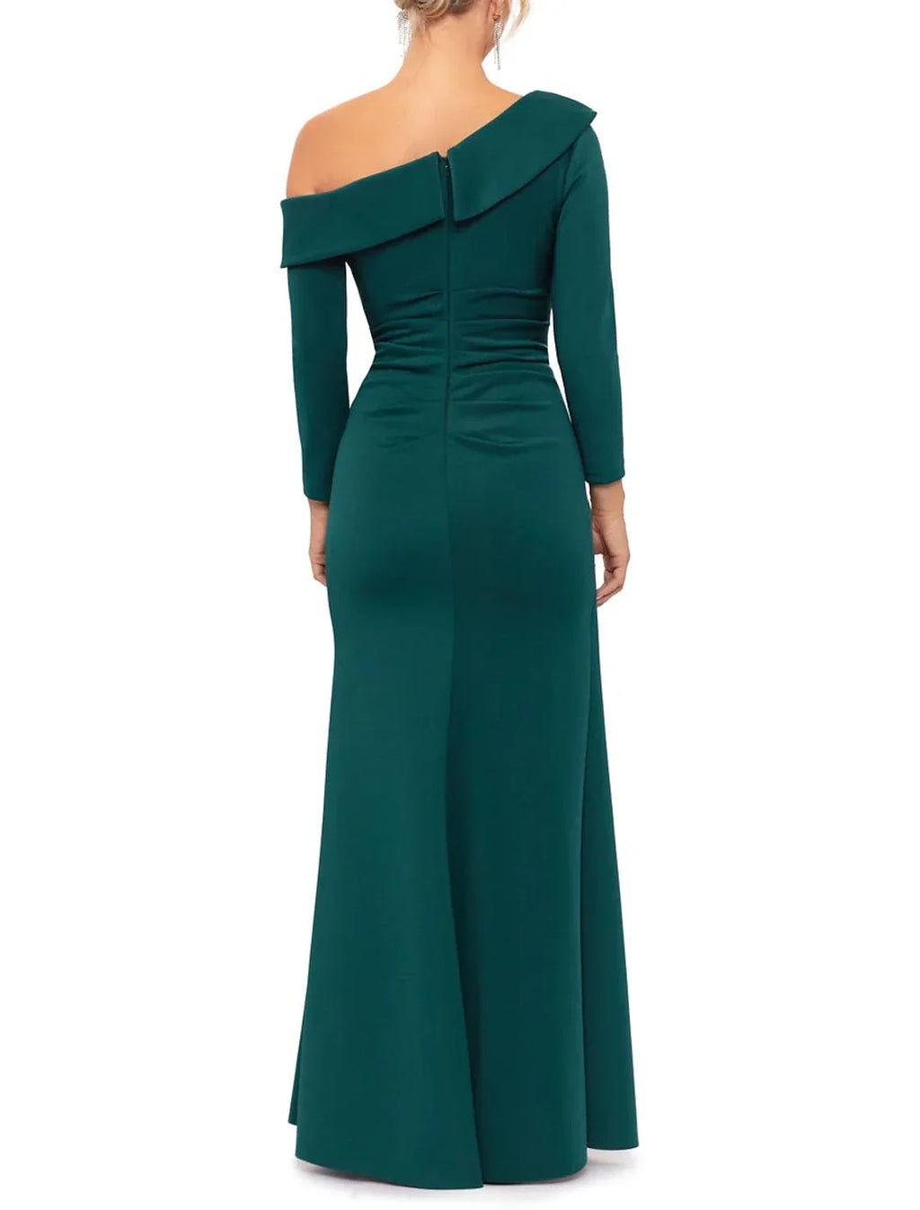 Mother of the Bride Dress Formal Wedding Guest Party Elegant One Shoulder Floor Length Half Sleeve with Pleats Split Front