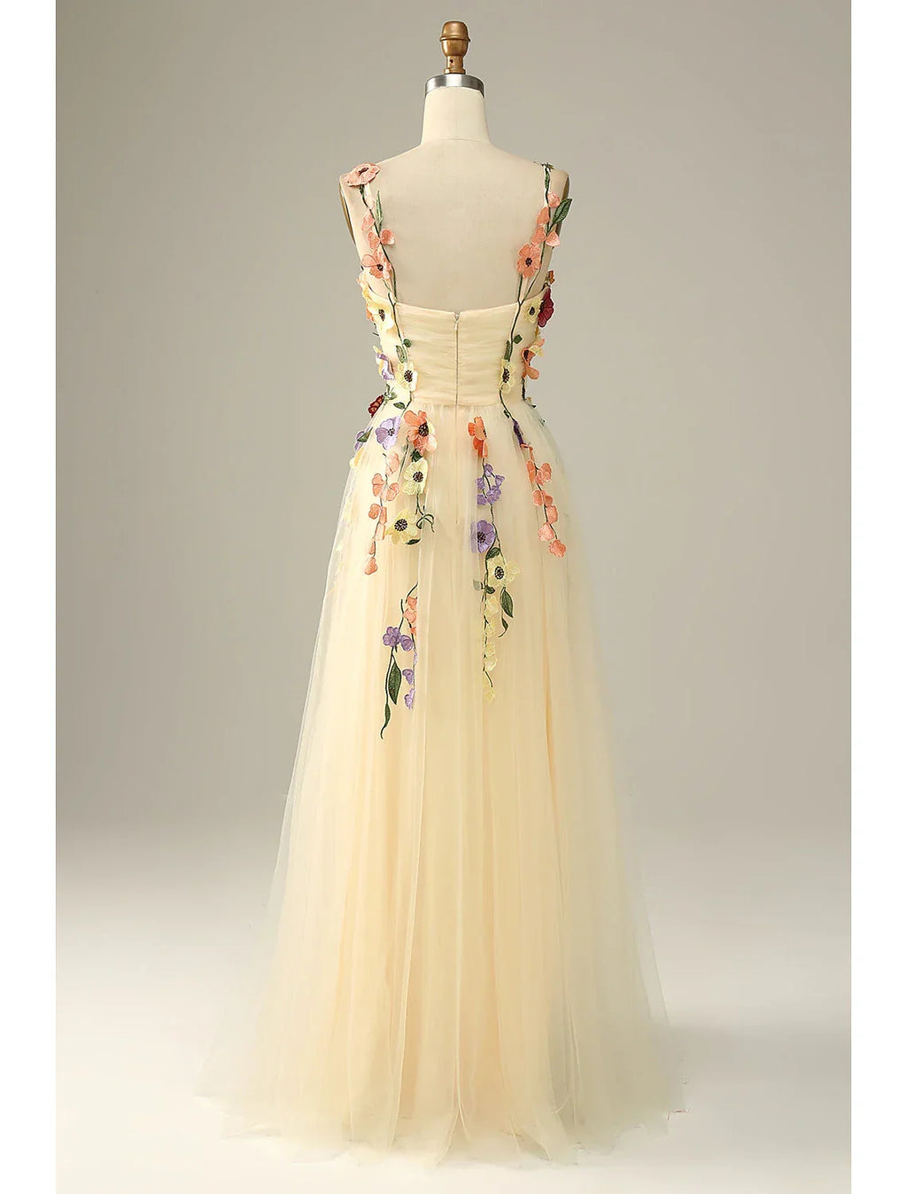 Wedding Guest Dresses Floral Dress Holiday Floor Length Sleeveless Spaghetti Strap with Appliques
