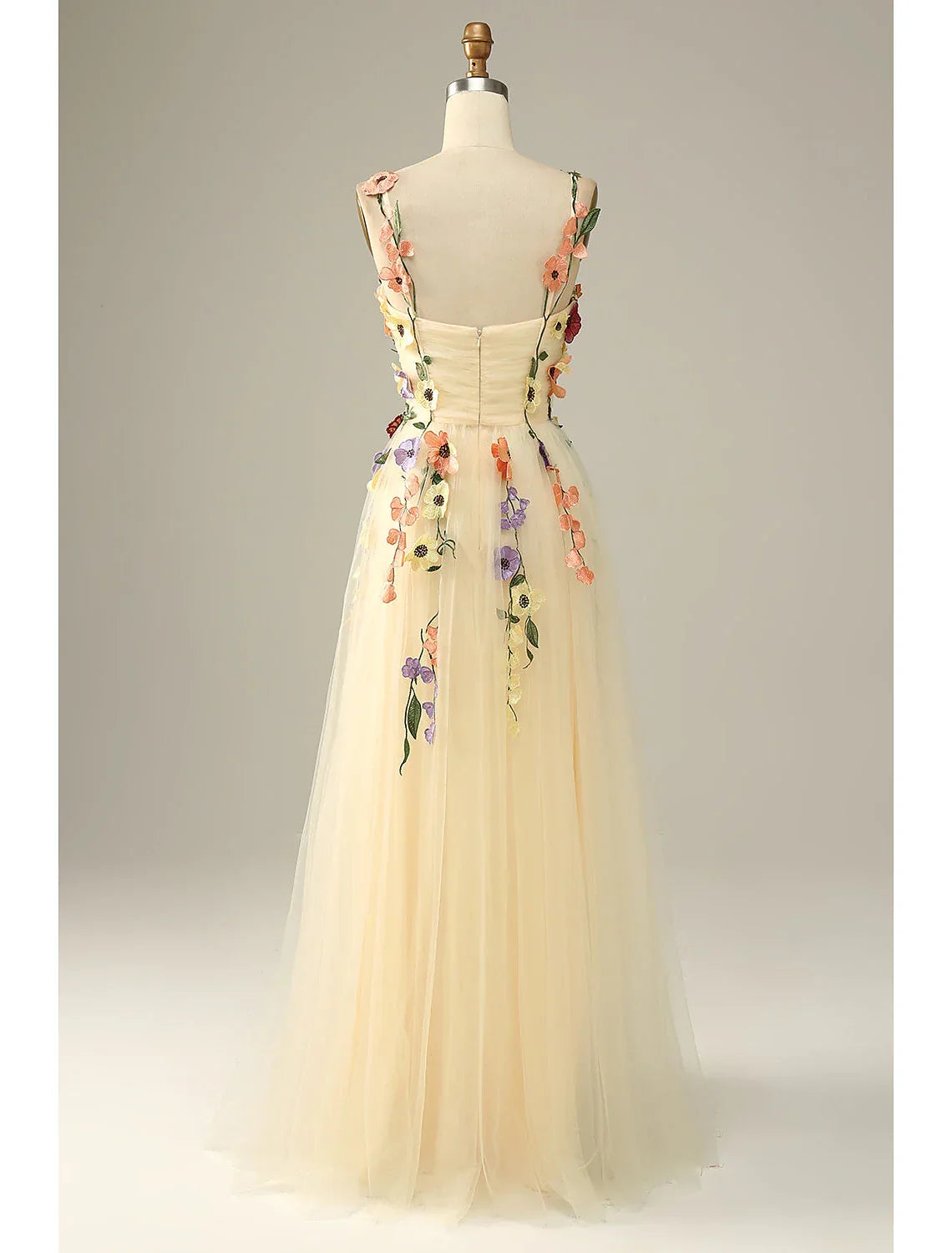 Wedding Guest Dresses Floral Dress Holiday Floor Length Sleeveless Spaghetti Strap with Appliques