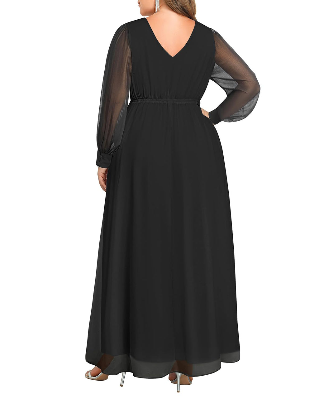 Mother of the Bride or Groom Dresses Fashion Women Plus Size Long Sleeve Applique Maxi Dress Formal Dress Wedding Guests Dresses