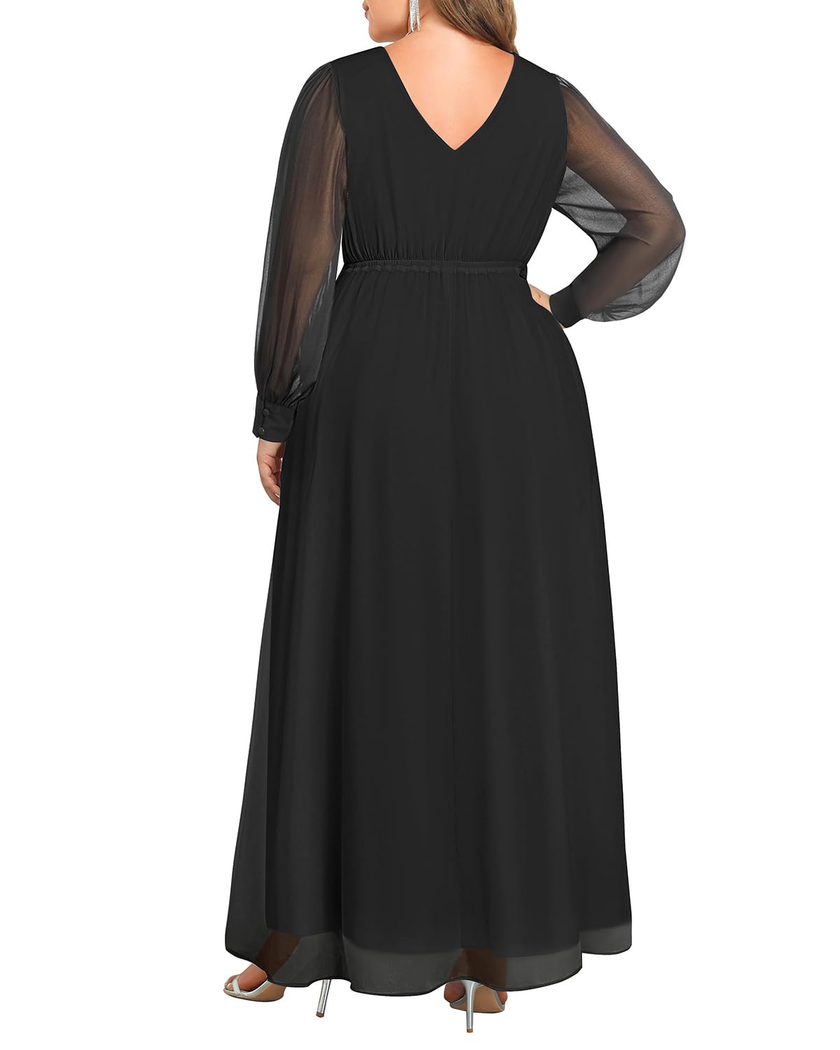 Mother of the Bride or Groom Dresses Fashion Women Plus Size Long Sleeve Applique Maxi Dress Formal Dress Wedding Guests Dresses
