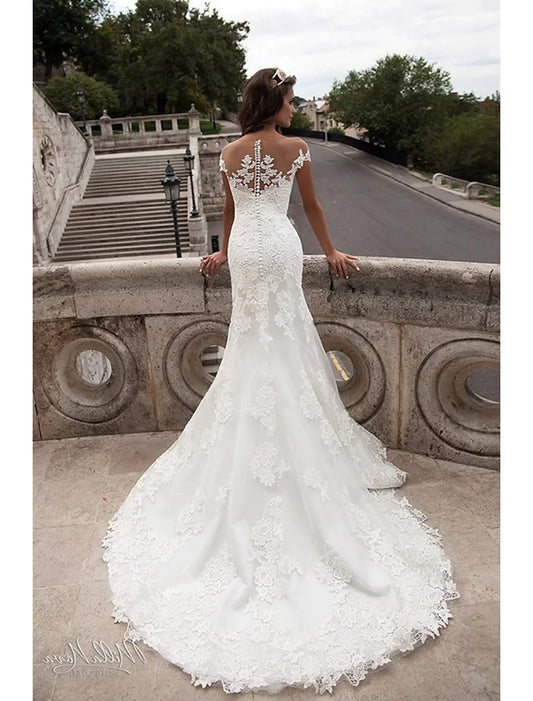 Elegant Red A-Line Classic-Neck Short-Sleeve Open-Back Mini-Length Wedding Dress