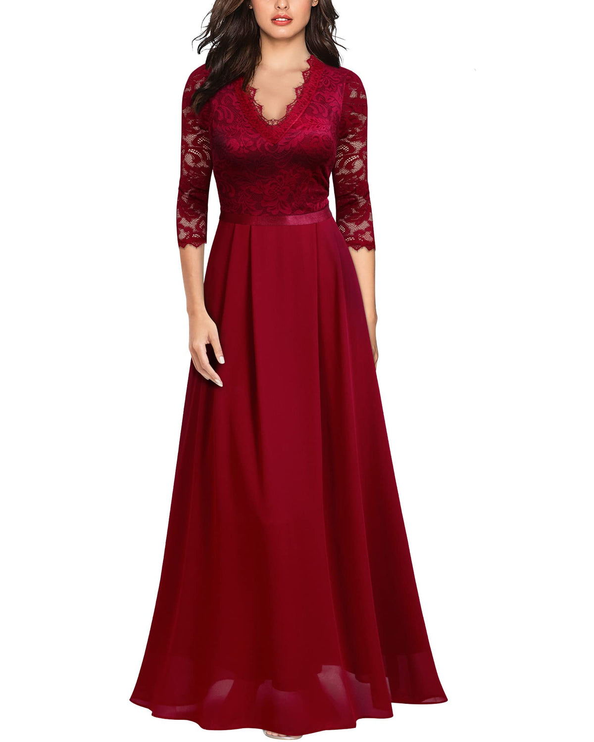 Mother of the Bride or Groom Dresses Floral 2/3 Sleeves Long Dress Formal Dress Wedding Guests Dresses