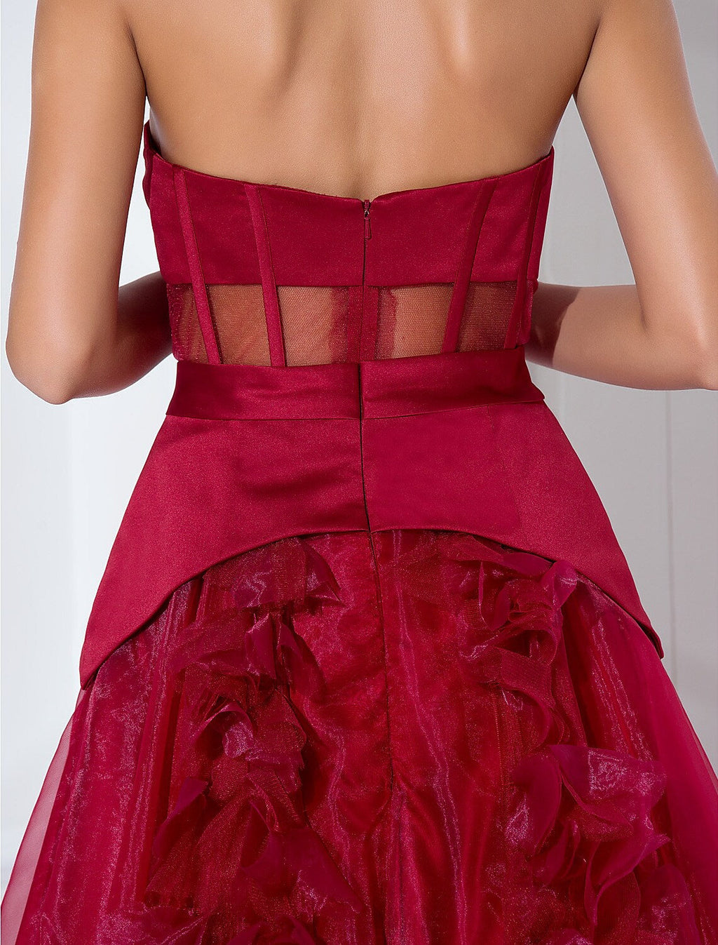Celebrity Style Dress Holiday Floor Length Sleeveless Strapless with Sash Flower
