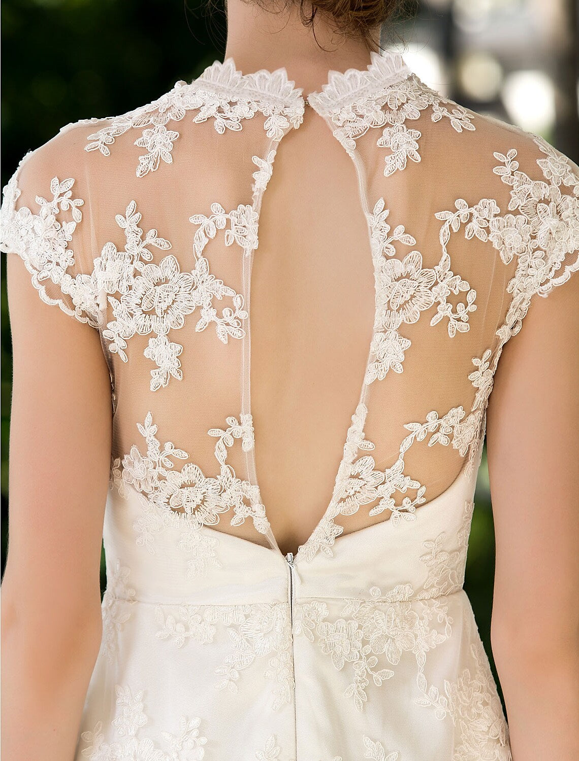 White Open Back Little Dresses Knee A-Line Floral Appliques