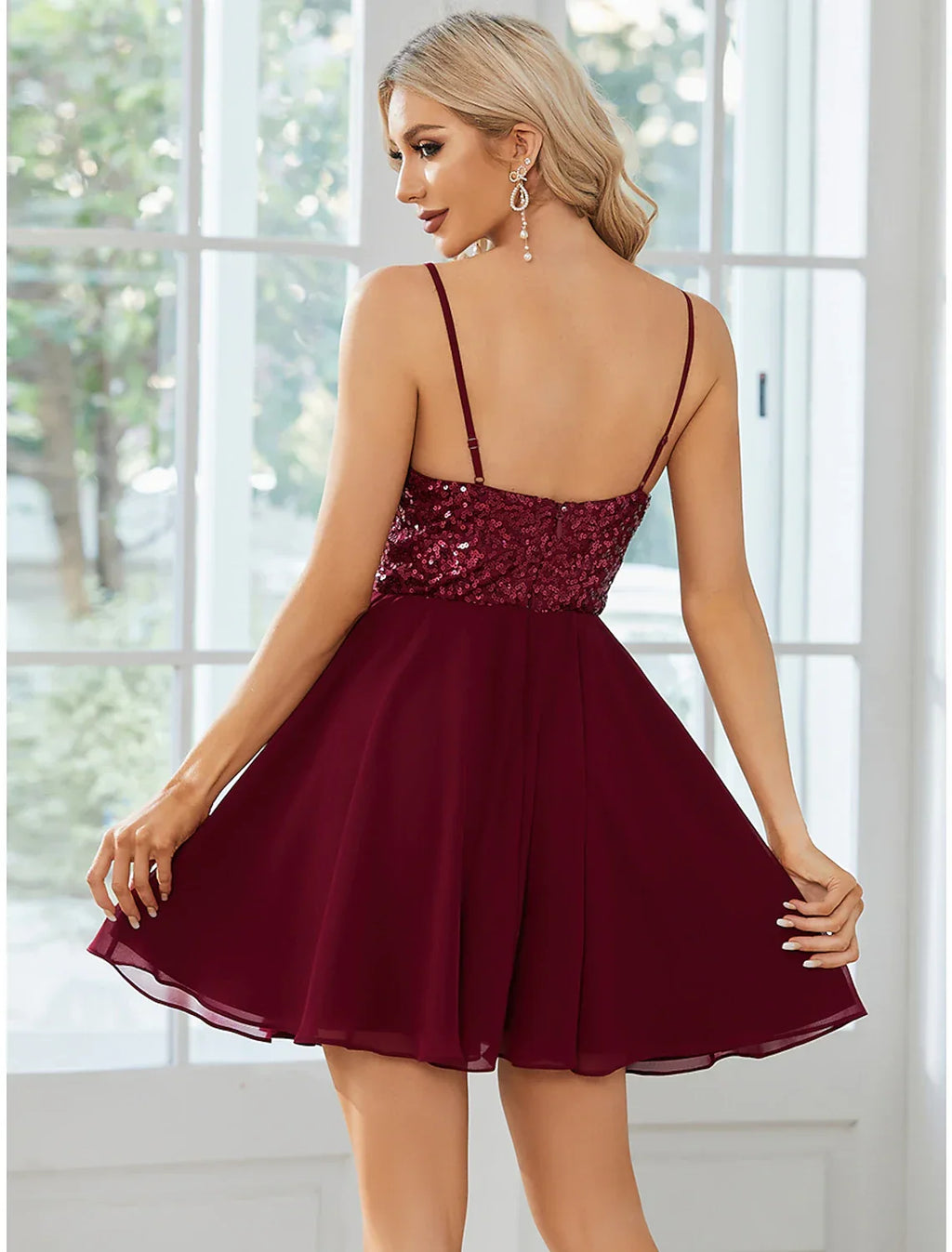 Homecoming Dresses Sexy Dress Party Wear Short / Mini Sleeveless Spaghetti Strap with Pleats