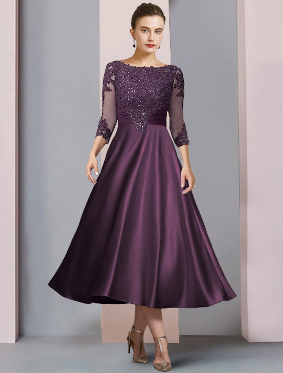 Mother of the Bride Dress Wedding Elegant Half Sleeve with Appliques