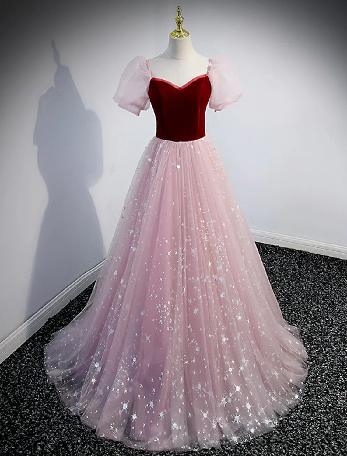 Princess Dress Prom Floor Length Short Sleeve Sweetheart