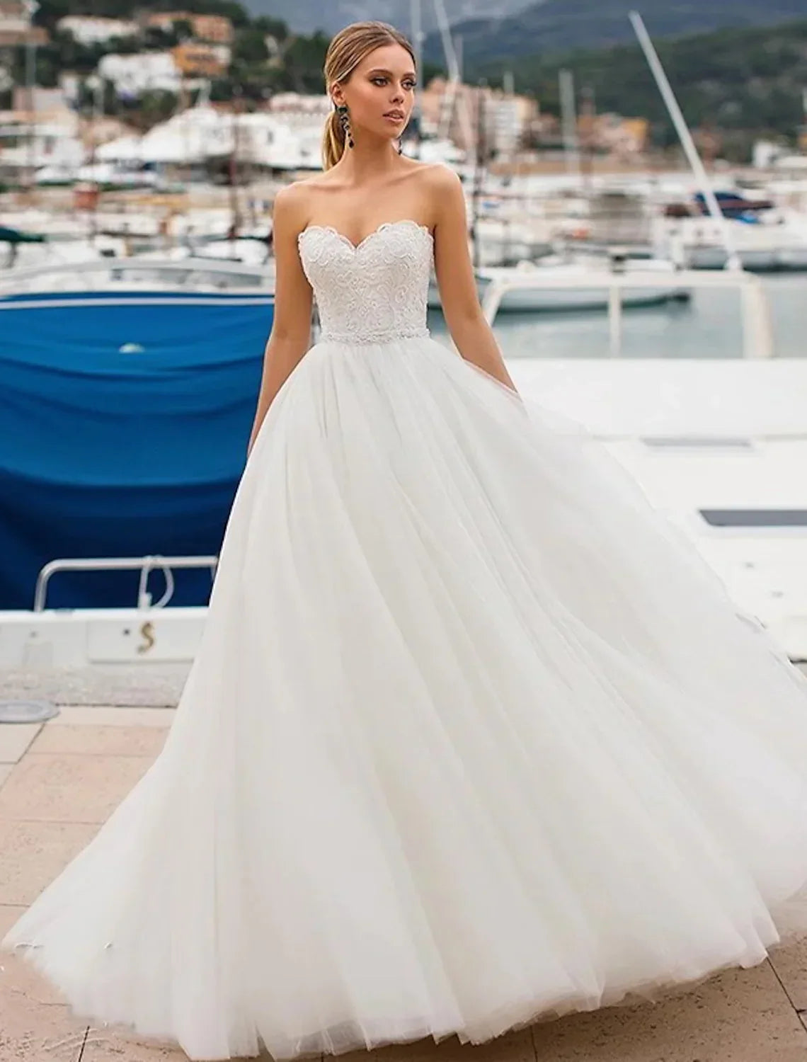 Beach Formal Wedding Dresses Ball Gown Strapless Strapless