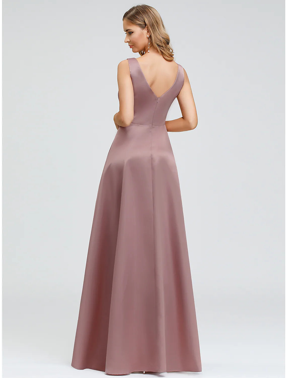 Wedding Guest Cocktail Party Dress V Neck V Back Sleeveless Asymmetrical with Crystals Beading
