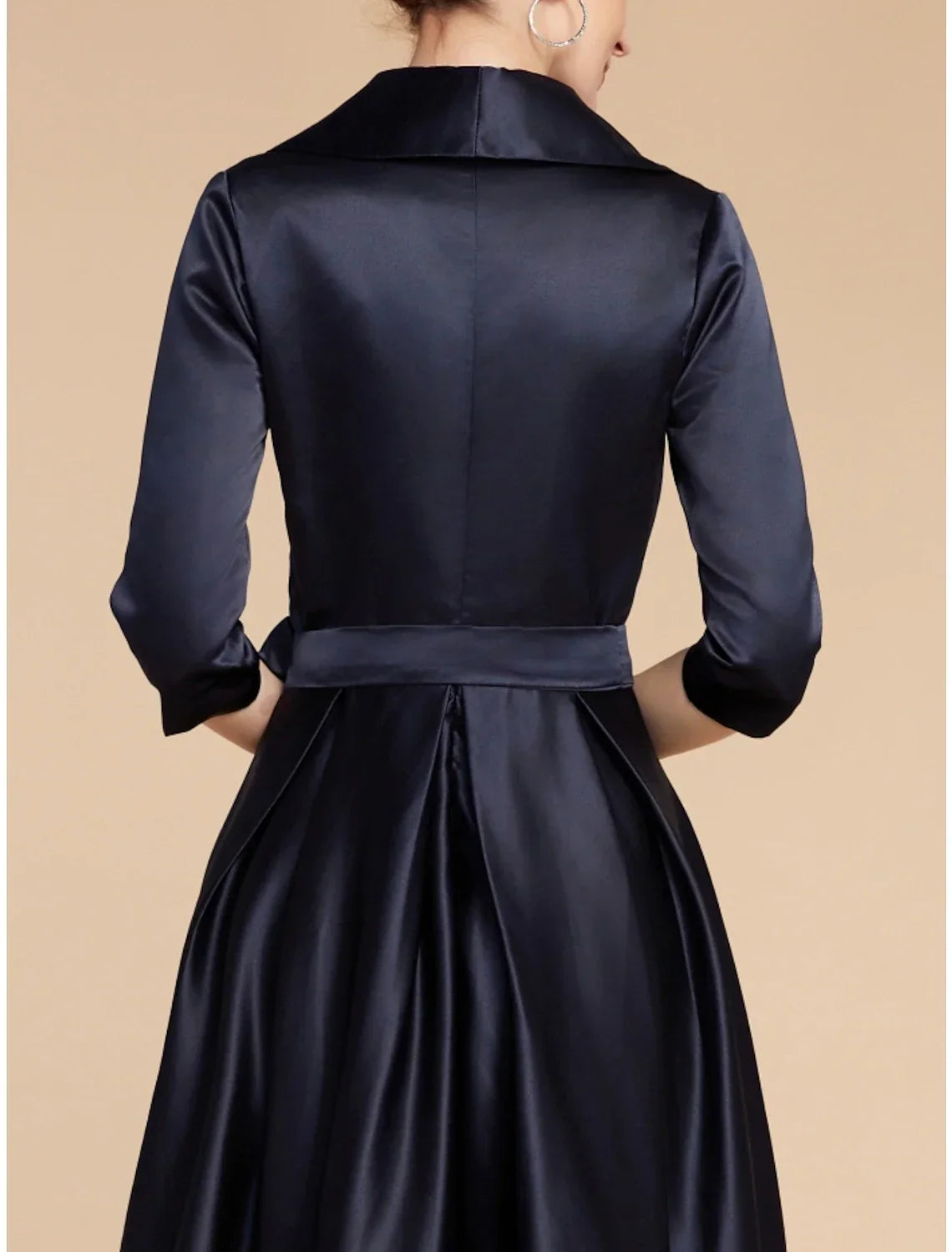 Mother of the Bride Dress Wedding Guest Elegant V Neck Ankle Length Half Sleeve with Sash / Ribbon Ruching Solid Color