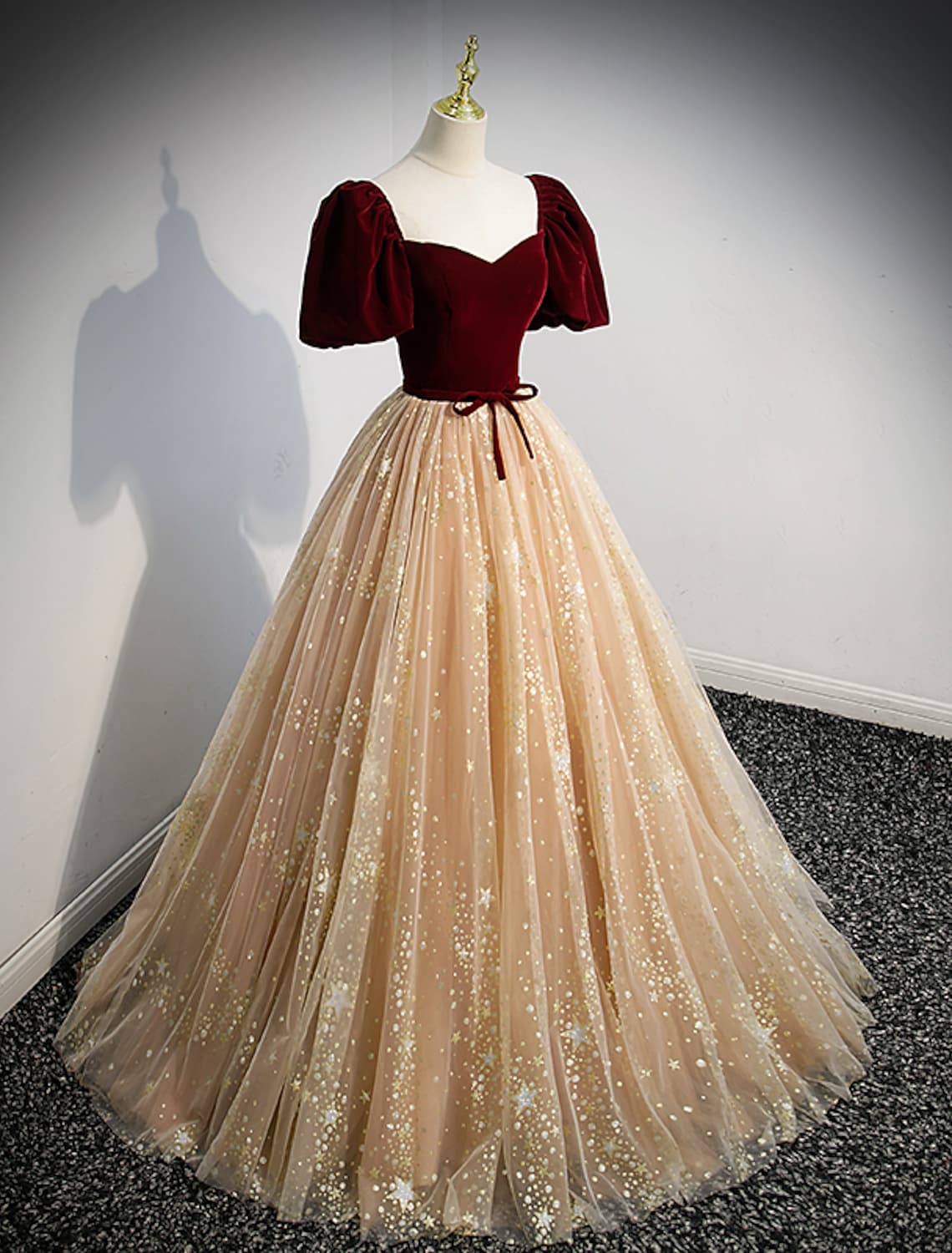 Princess Dress Engagement Floor Length Short Sleeve with Bow(s)