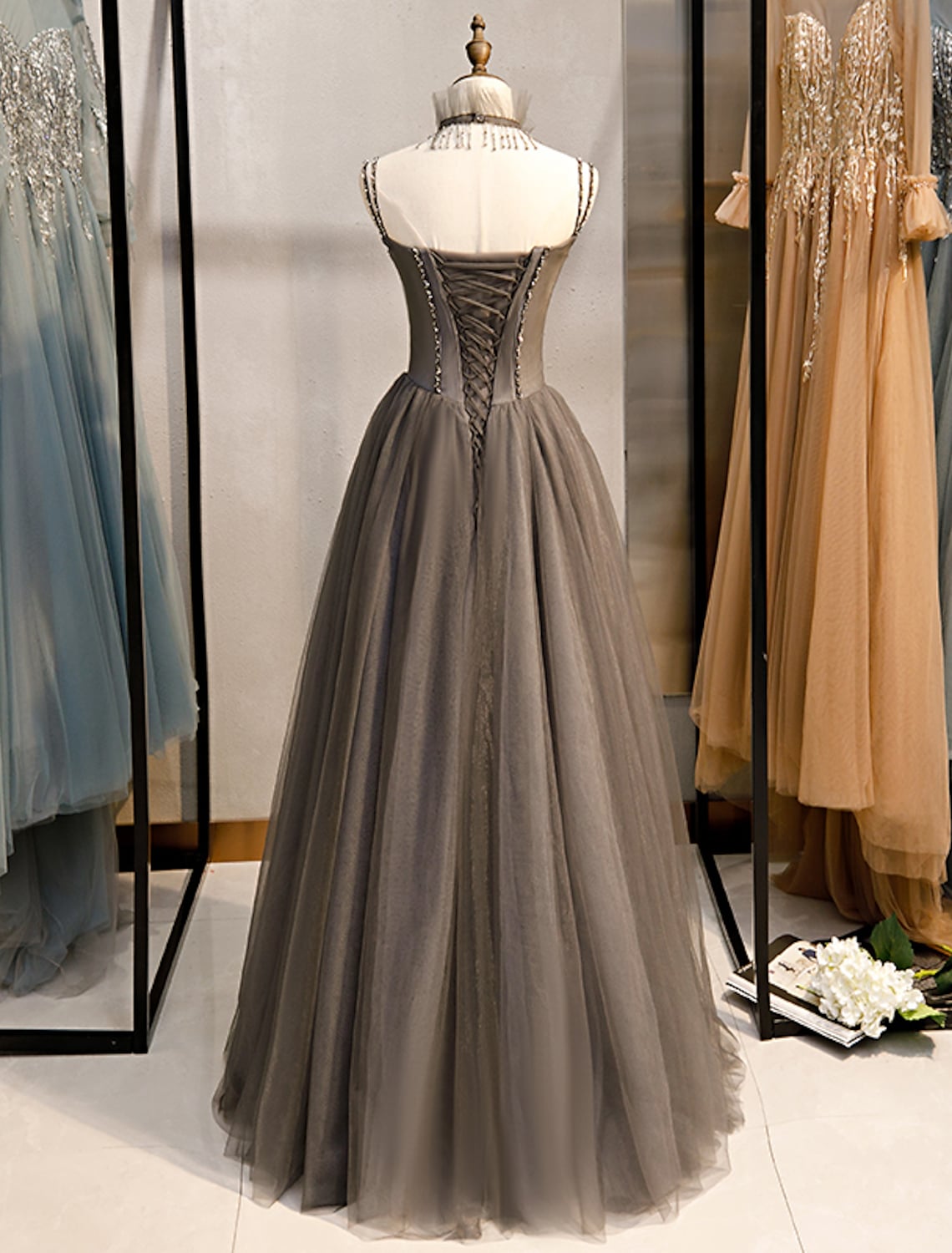 Sexy Dress Formal Floor Length Sleeveless Strap with Pleats Crystals