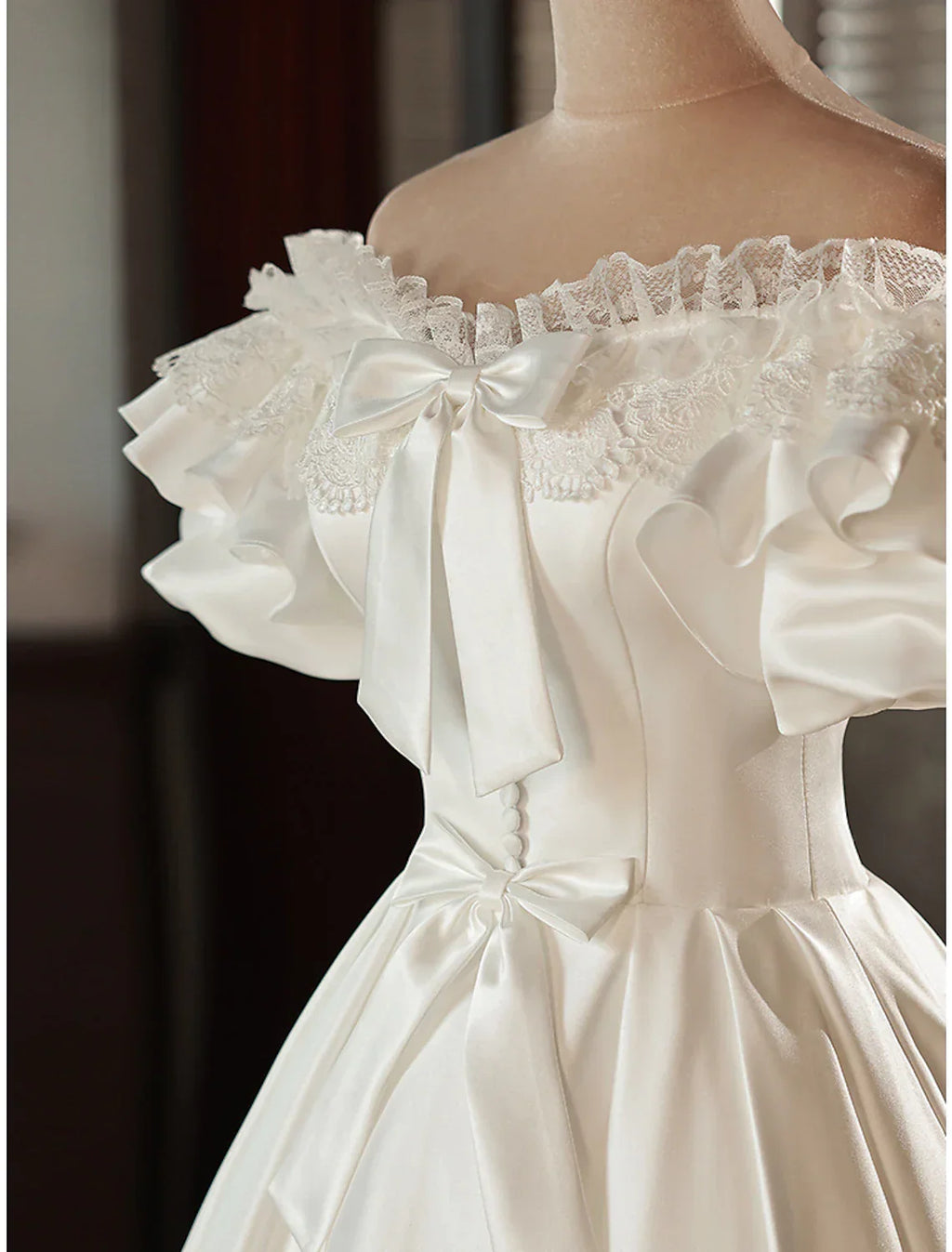 White Vintage Little Dresses A-Line Short Sleeve Off Shoulder With Bow