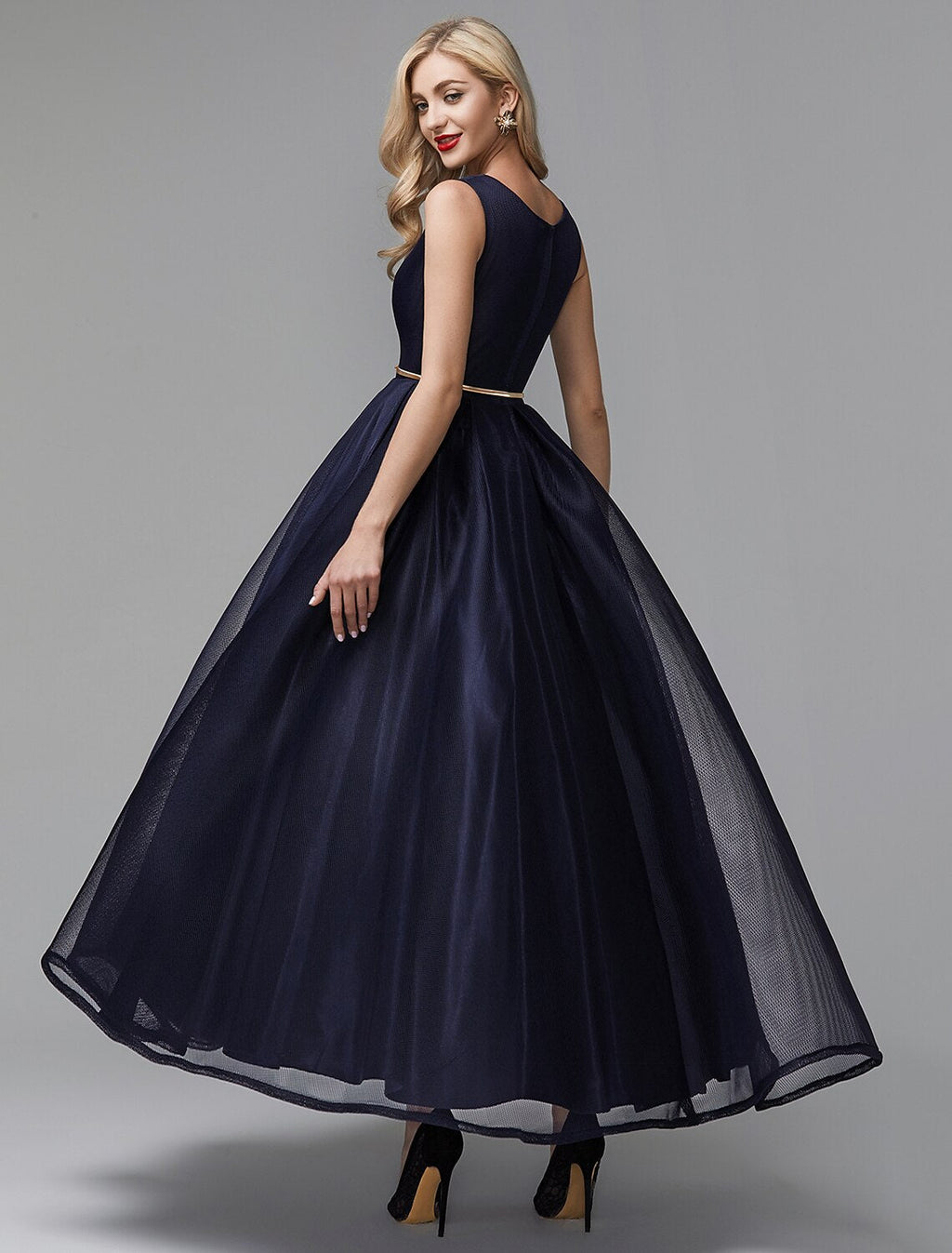 Black Little Dress Dress Wedding Guest Ankle Length Sleeveless V Wire Spandex with Sash / Ribbon
