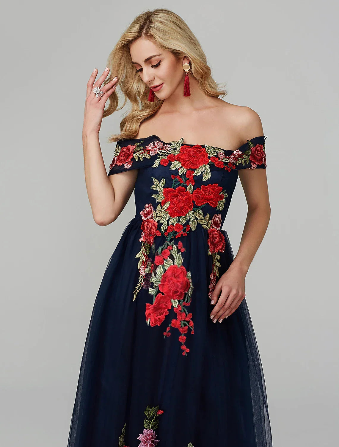 Hot Dress Wedding Guest Asymmetrical Sleeveless Illusion Neck with Appliques
