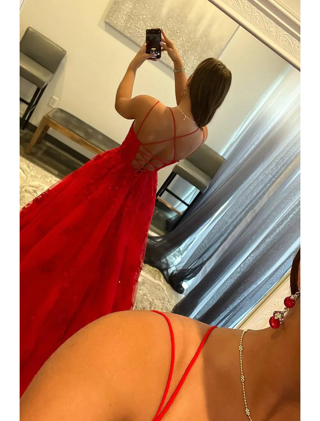 Backless Dress Wedding Guest Evening Party Floor Length Sleeveless Spaghetti Strap Royal Style Backless with Crystals Appliques