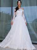 Ball Gown Bateau Long Sleeves Floor-Length Wedding Dresses