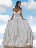 Ball Gown Ruffles Off-the-Shoulder Sleeveless Court Train Wedding Dresses