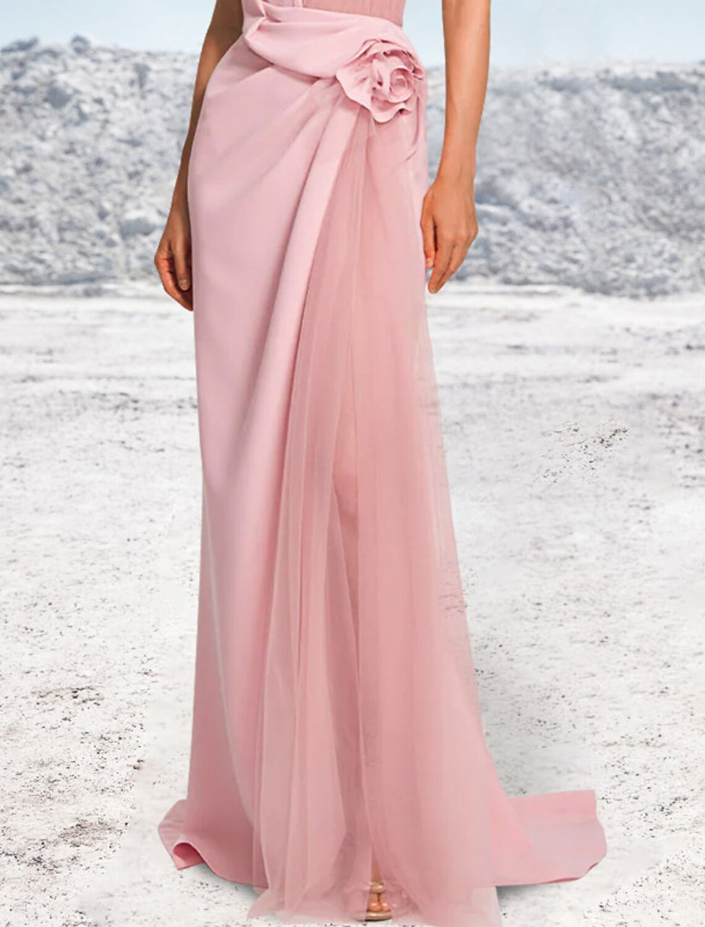 Mermaid / Trumpet Evening Gown Elegant Dress Formal Wedding Guest Sweep / Brush Train Sleeveless Halter Neck with Ruched