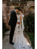 Beach Open Back Wedding Dresses Chapel Train A-Line Sleeveless V Neck With Bow(s) Appliques