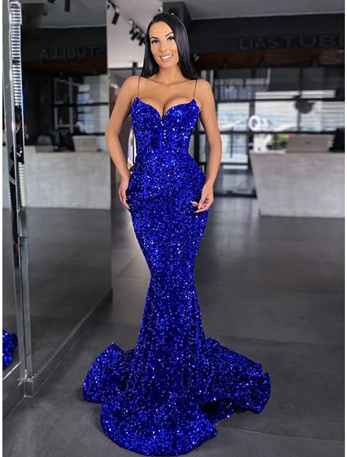 Mermaid / Trumpet Prom Dresses Maxi Dress Masquerade Sweep / Brush Train Sleeveless Spaghetti Strap Backless