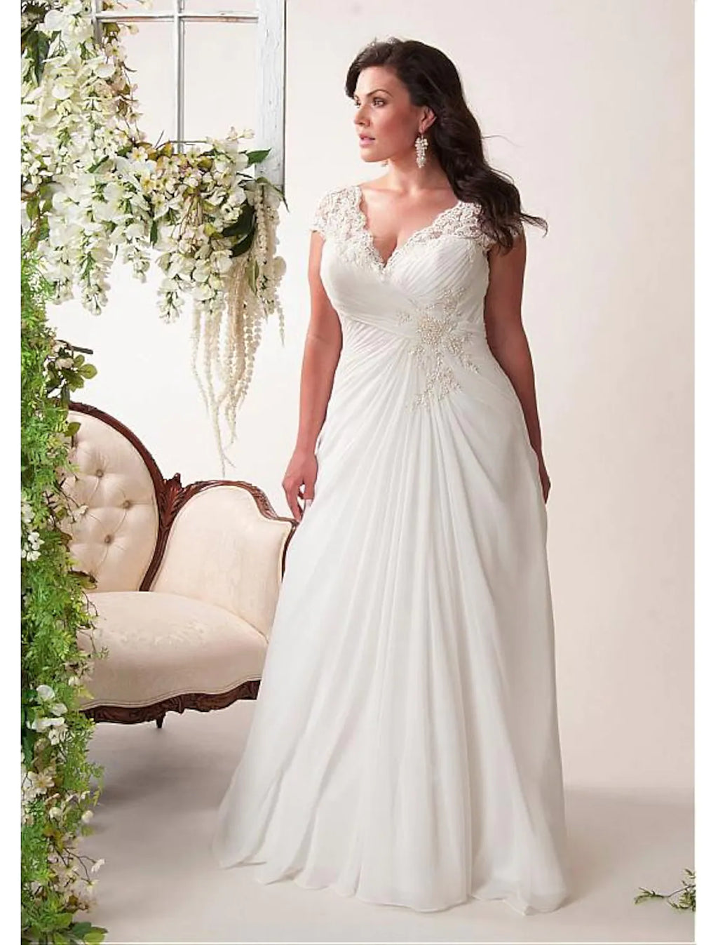 Wedding Dresses Sleeveless V Neck With Pleats