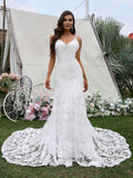 Sheath/Column V-neck Sleeveless Sweep/Brush Train Wedding Dresses