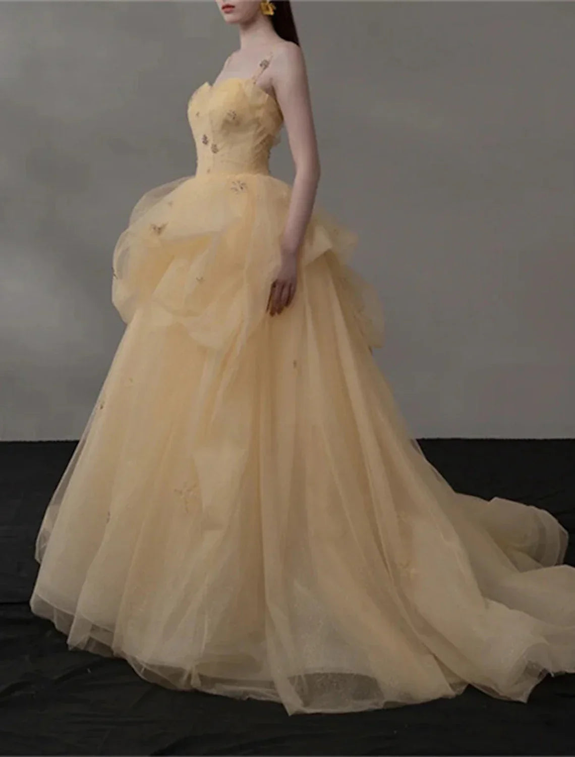 Ball Gown Quinceanera Dresses Princess Dress Performance Sweet 16 Court Train Sleeveless Spaghetti Strap with Appliques
