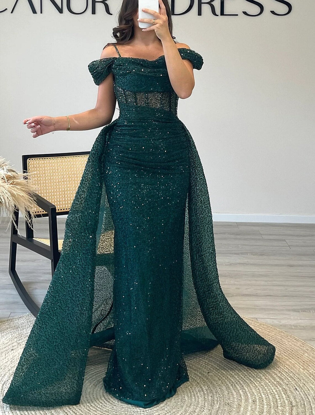 Sheath / Column Prom Dresses Elegant Dress Formal Prom Floor Length Short Sleeve Off Shoulder with Glitter Ruched