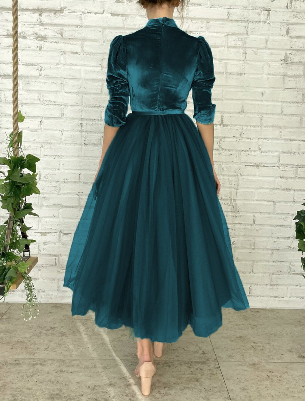 Ball Gown Cocktail Dresses Elegant Dress Party Wear Quinceanera Ankle Length Half Sleeve V Neck with Sash / Ribbon Buttons Splicing